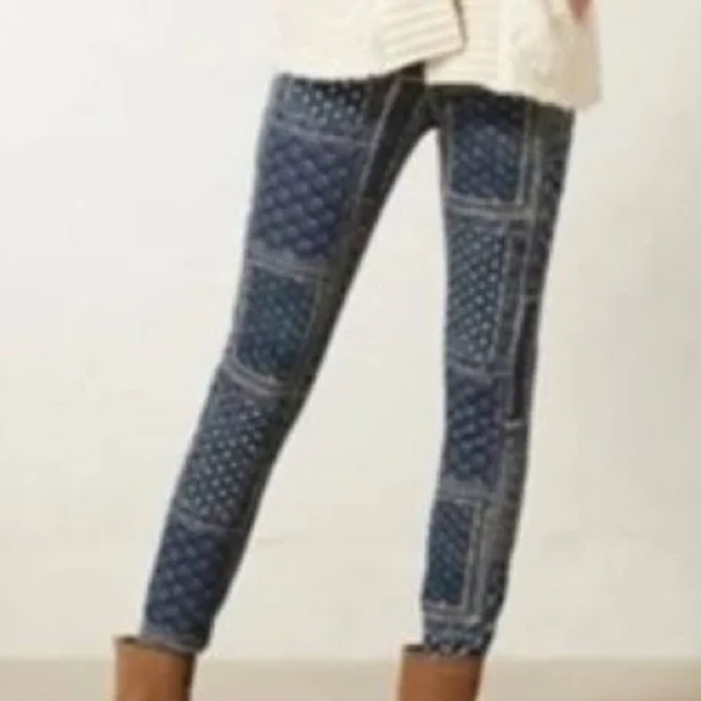 Anthropologie patchwork, skinny jeans